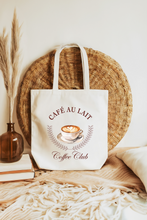 Load image into Gallery viewer, Café Au Lait Coffee Club Eco Cotton Tote Bag