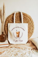 Load image into Gallery viewer, Caramel Mocha Cold Brew Coffee Club Eco Cotton Tote Bag