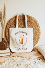 Load image into Gallery viewer, Iced Chai Latte Coffee Club Eco Cotton Tote Bag