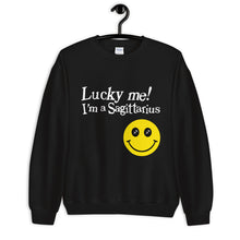 Load image into Gallery viewer, Lucky Me! I'm A Sagittarius Unisex Sweatshirt