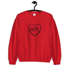 Load image into Gallery viewer, NOPE Candy Heart Anti Valentine's Day Unisex Sweatshirt