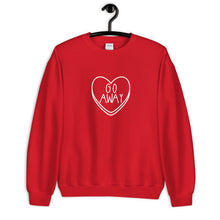 Load image into Gallery viewer, Go Away Candy Heart Anti Valentine's Day Unisex Sweatshirt