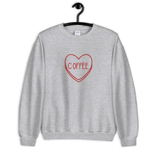 Load image into Gallery viewer, Coffee Candy Heart Valentine's Day Unisex Sweatshirt