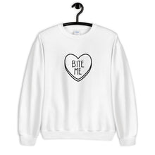 Load image into Gallery viewer, Bite Me Candy Heart Valentine's Day Unisex Sweatshirt