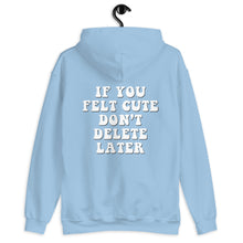 Load image into Gallery viewer, If You Felt Cute Don't Delete Later Unisex Hoodie