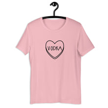Load image into Gallery viewer, Vodka Candy Heart Anti Valentine's Day Short-Sleeve Unisex T-Shirt