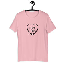Load image into Gallery viewer, Fuck Off Candy Heart Anti Valentine's Day Short-Sleeve Unisex T-Shirt