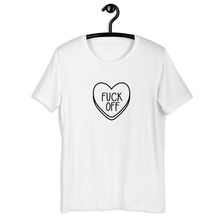 Load image into Gallery viewer, Fuck Off Candy Heart Anti Valentine's Day Short-Sleeve Unisex T-Shirt
