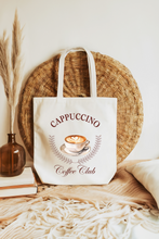 Load image into Gallery viewer, Cappuccino Coffee Club Eco Cotton Tote Bag
