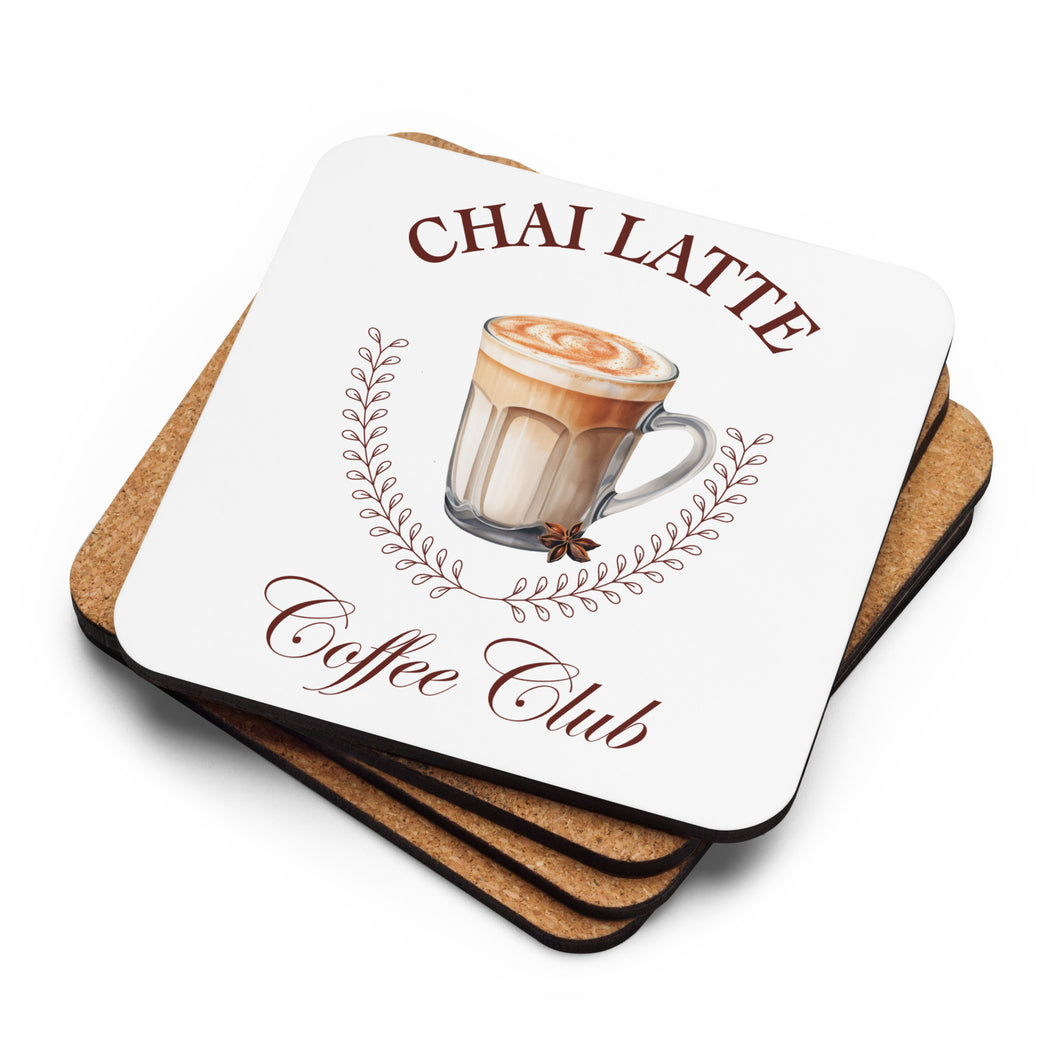 Chai Latte Coffee Club Cork-Back Coaster