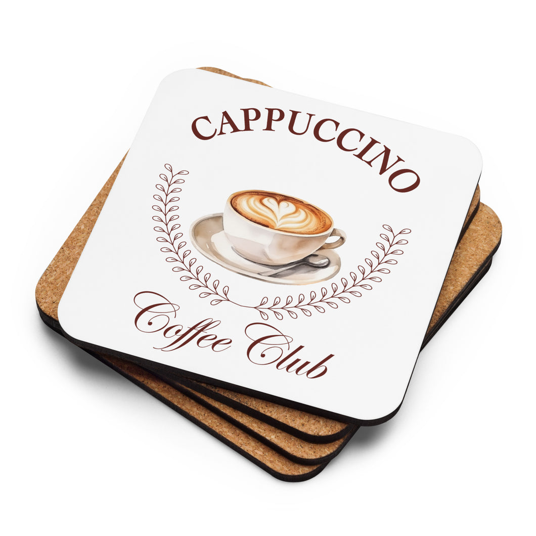 Cappuccino Coffee Club Cork-Back Coaster