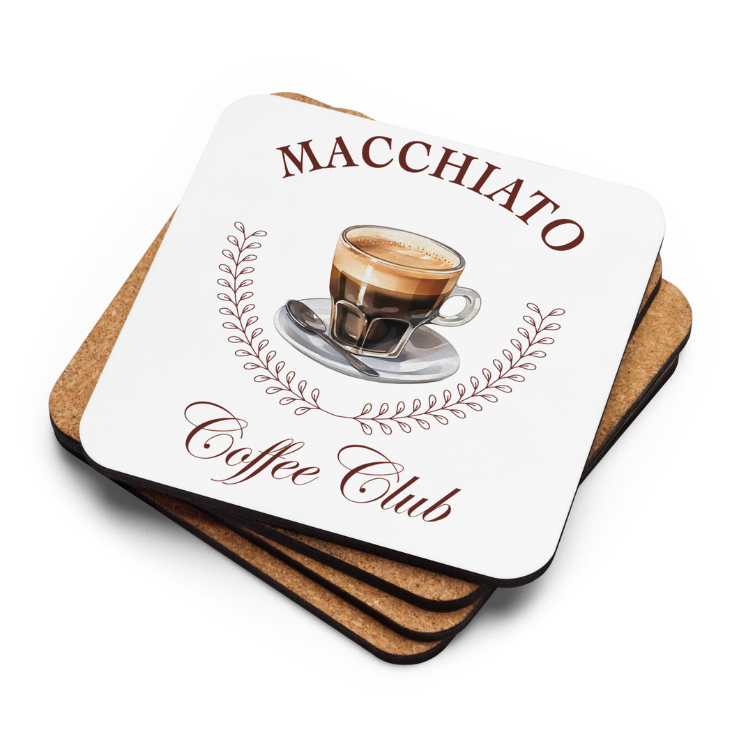 Macchiato Coffee Club Cork-Back Coaster