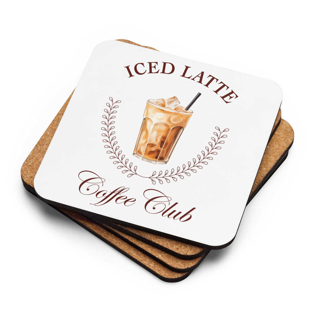 Iced Latte Coffee Club Cork-Back Coaster