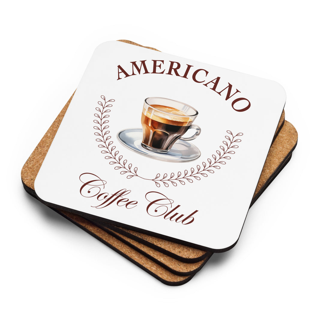 Americano Coffee Club Cork-Back Coaster