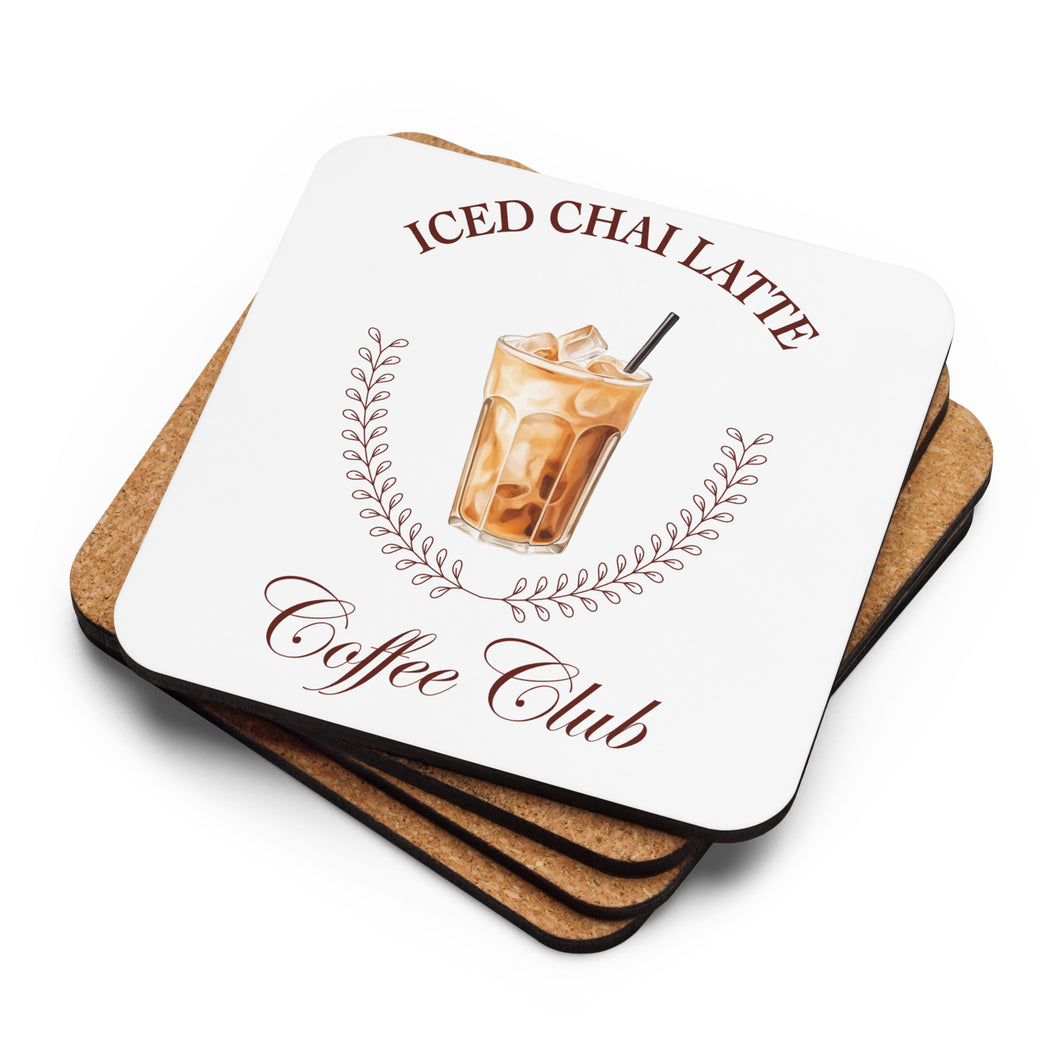 Iced Chai Latte Coffee Club Cork-Back Coaster