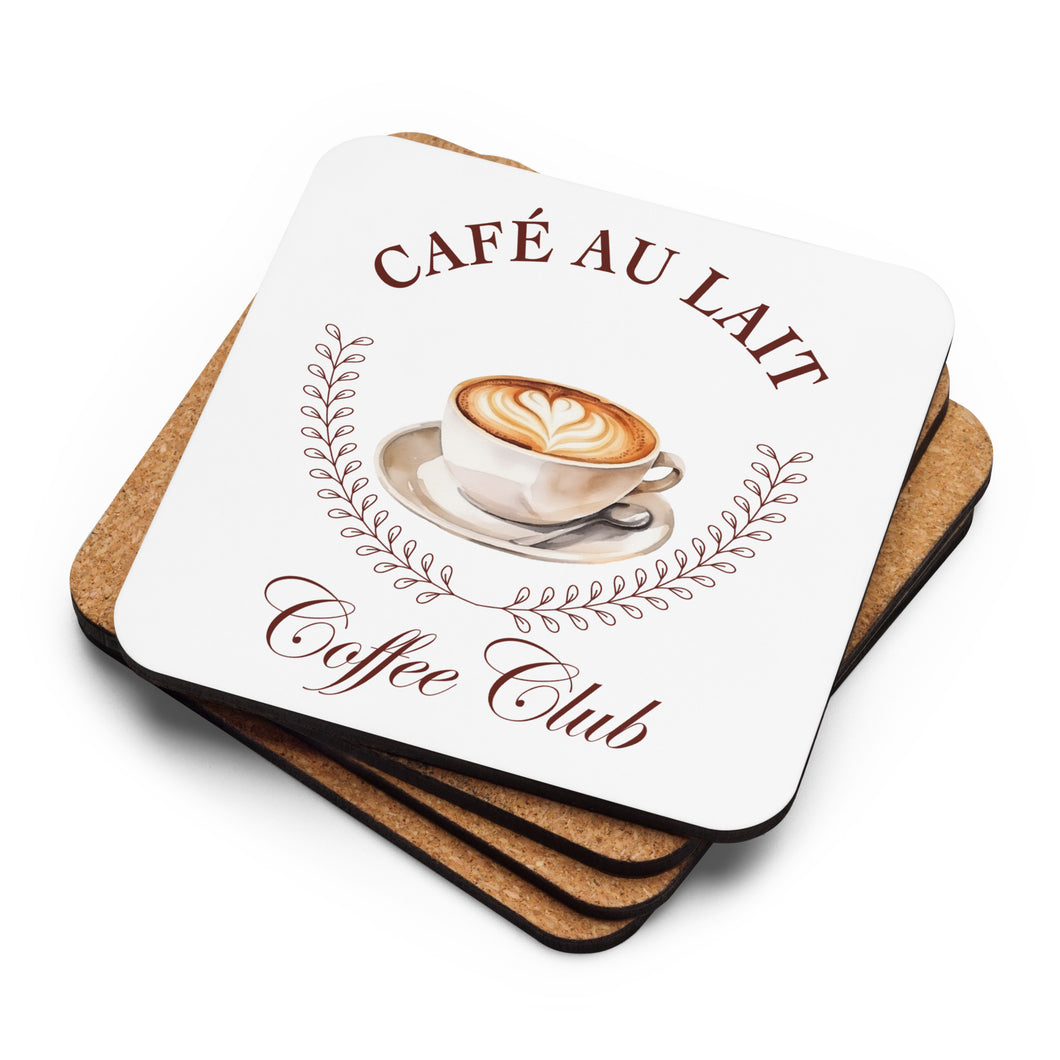 Café Au Lait Coffee Club Cork-Back Coaster