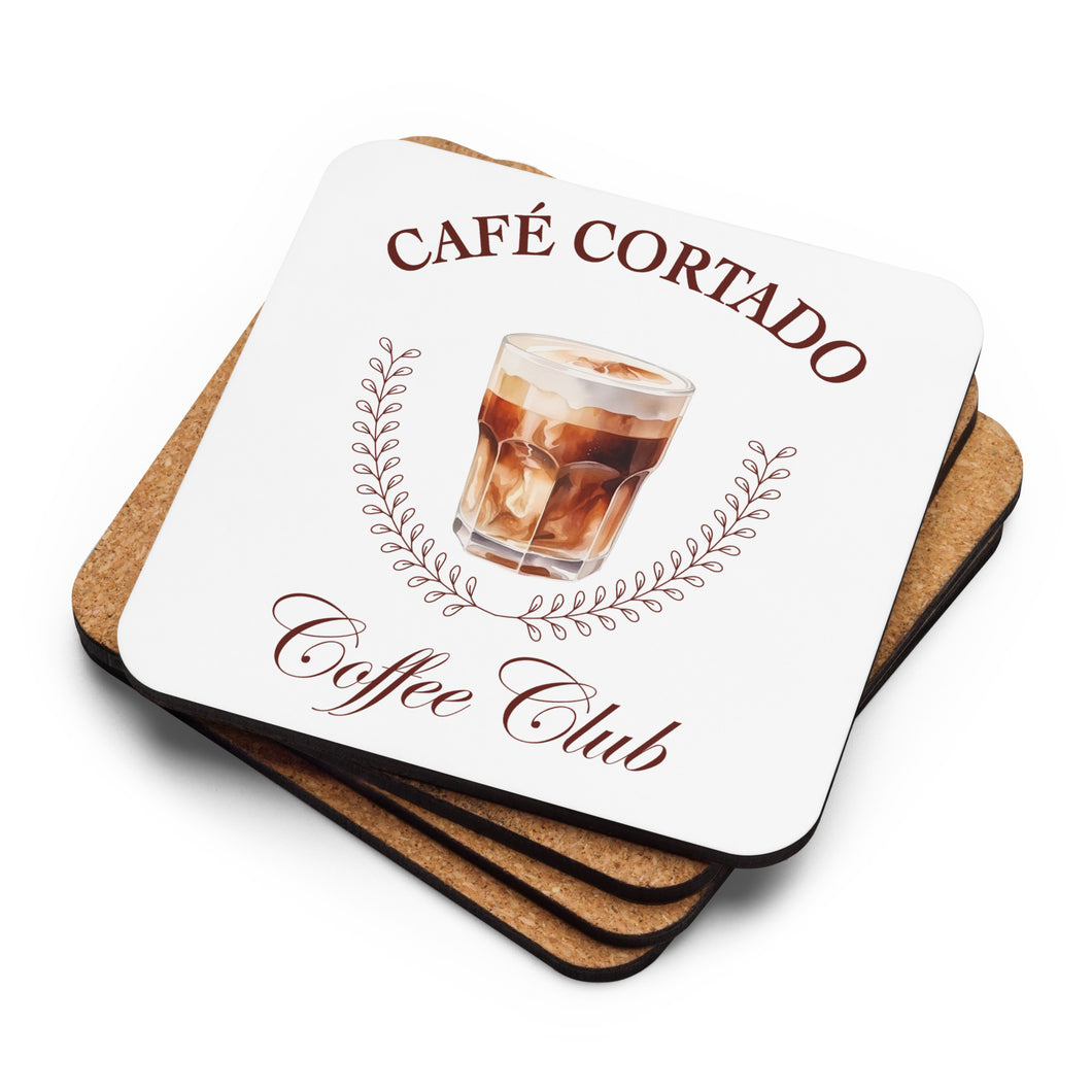 Café Cortado Coffee Club Cork-Back Coaster