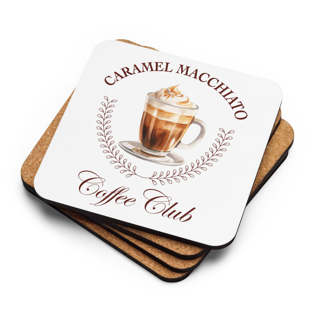 Caramel Macchiato Coffee Club Cork-Back Coaster