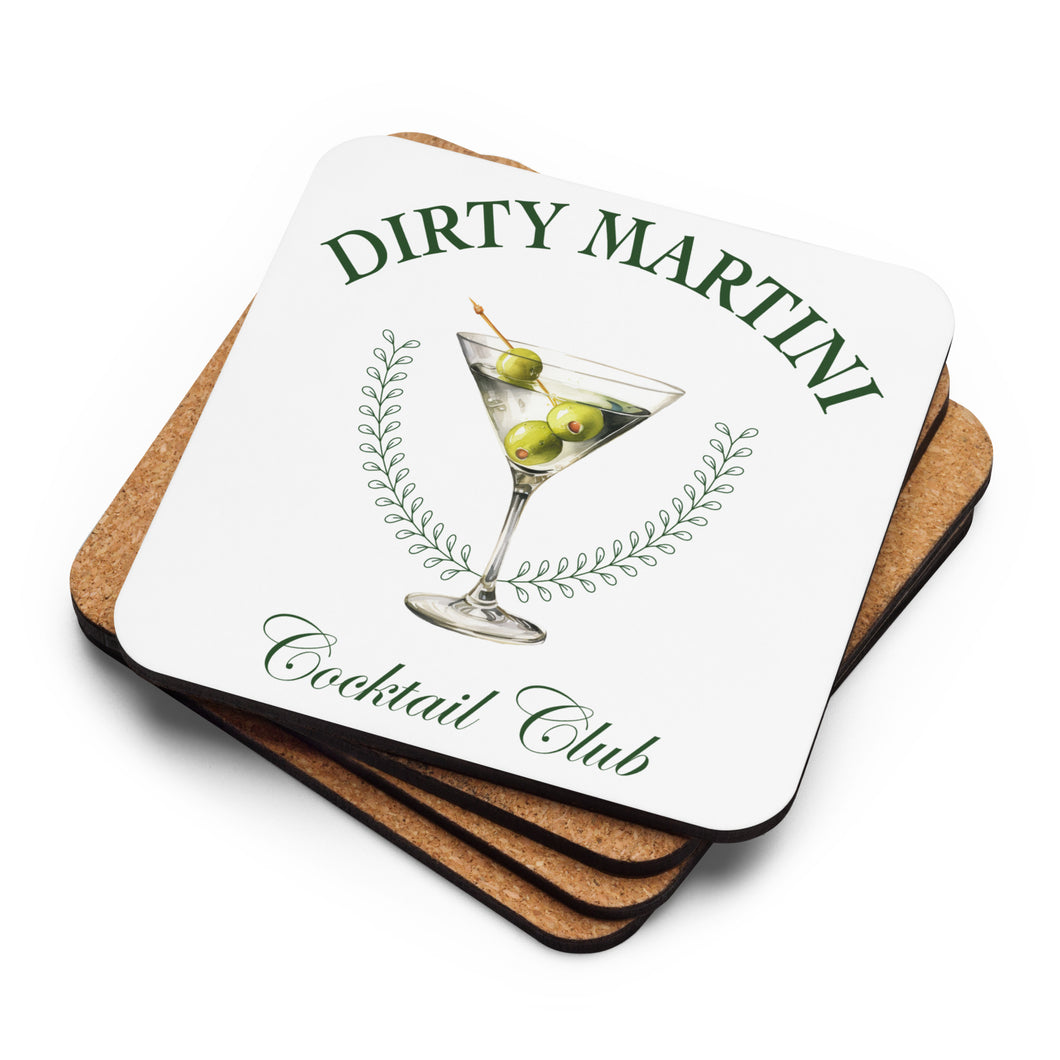 Dirty Martini Cocktail Club Cork-Back Coaster