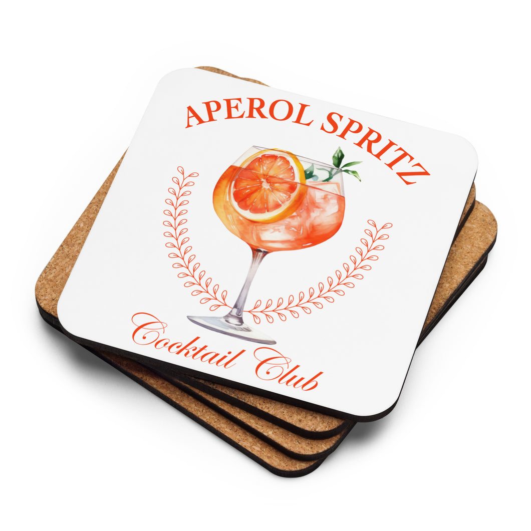 Aperol Spritz Cocktail Club Cork-Back Coaster