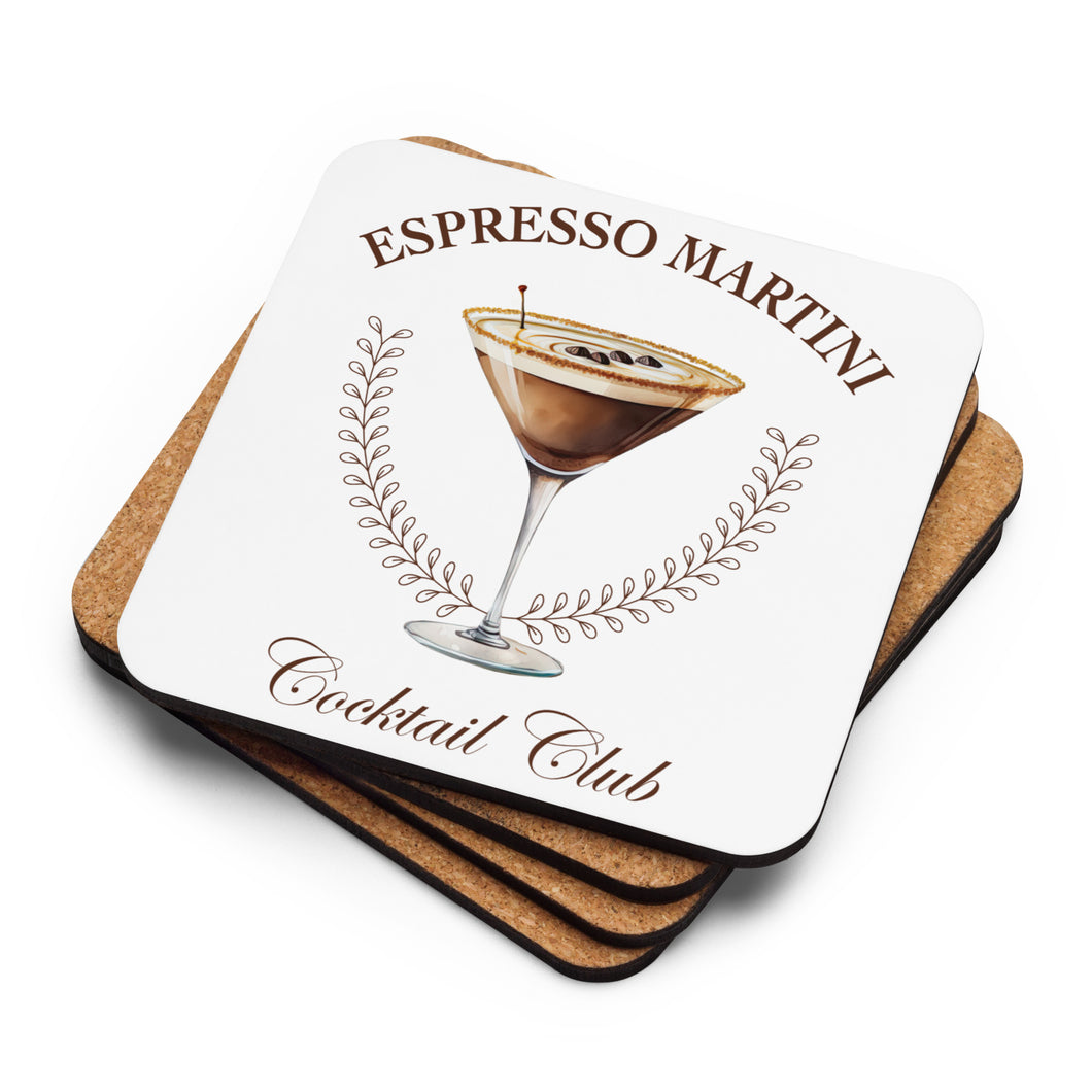 Espresso Martini Cocktail Club Cork-Back Coaster