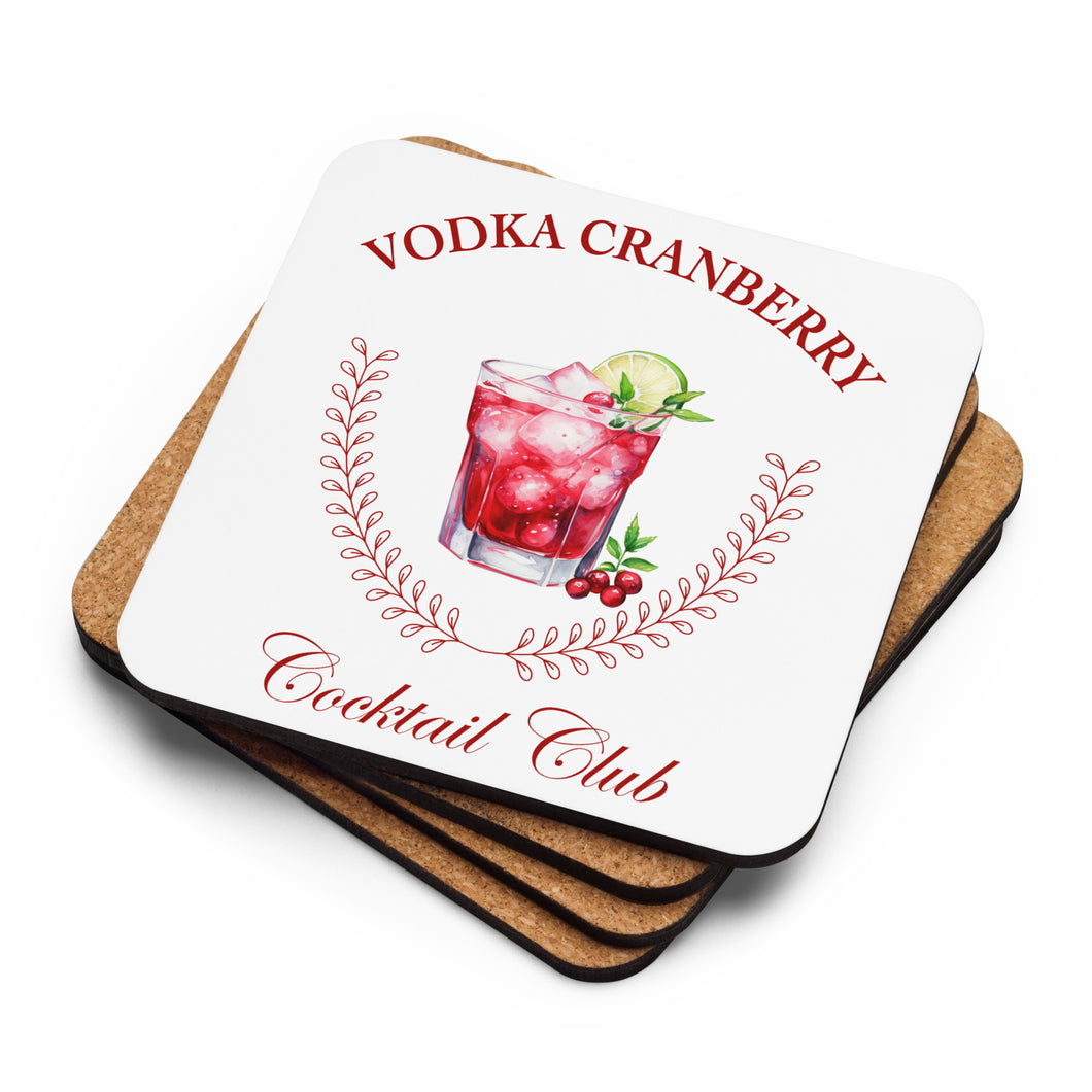 Vodka Cranberry Cocktail Club Cork-Back Coaster