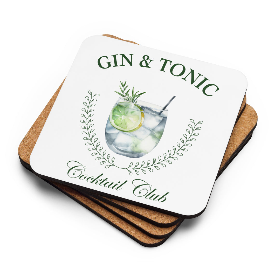 Gin & Tonic Cocktail Club Cork-Back Coaster