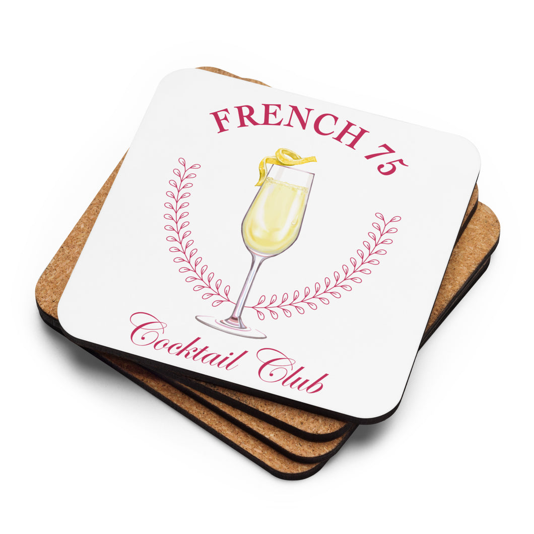 French 75 Cocktail Club Cork-Back Coaster