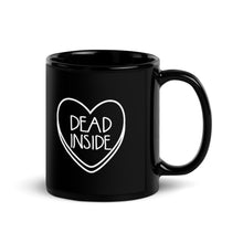 Load image into Gallery viewer, Dead Inside Candy Heart Anti Valentine&#39;s Day Black Glossy Mug
