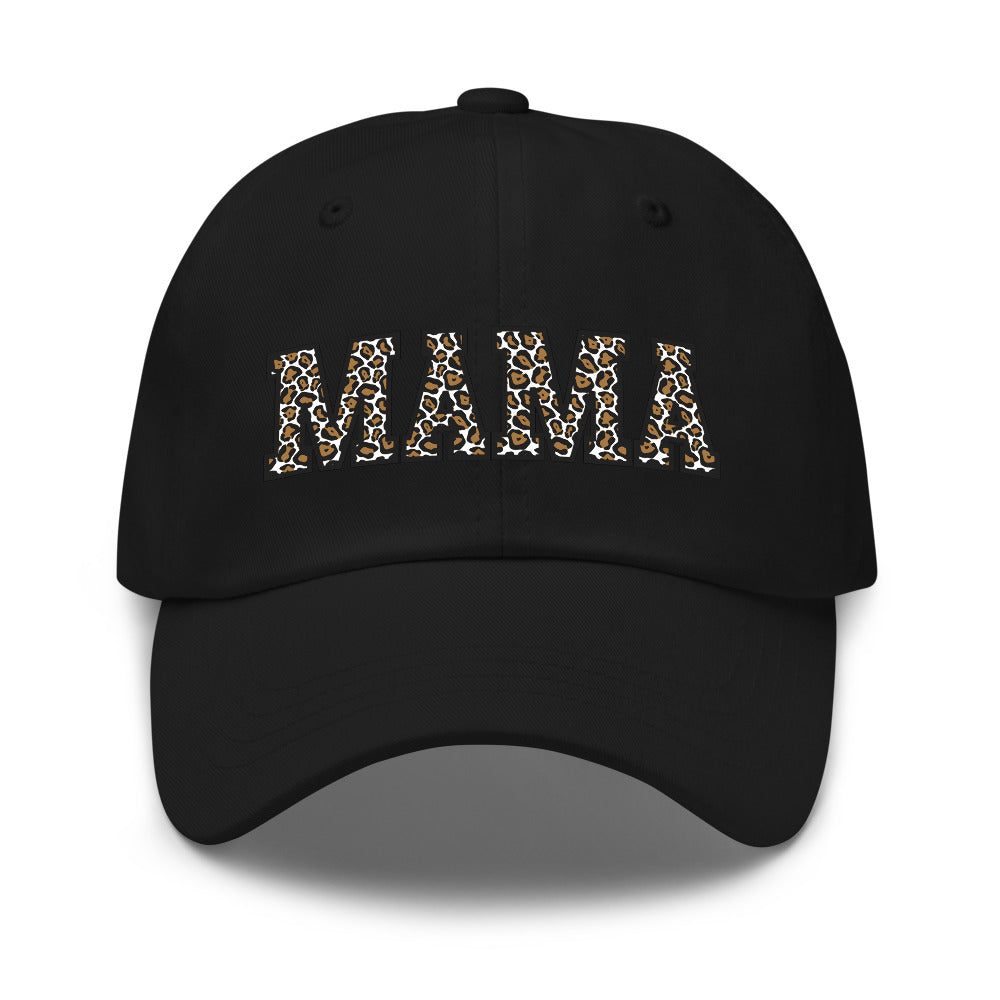 Mama Leopard Print Embroidered Dad Hat