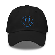 Load image into Gallery viewer, Blue Lightning Bolt Smile Embroidered Dad Hat
