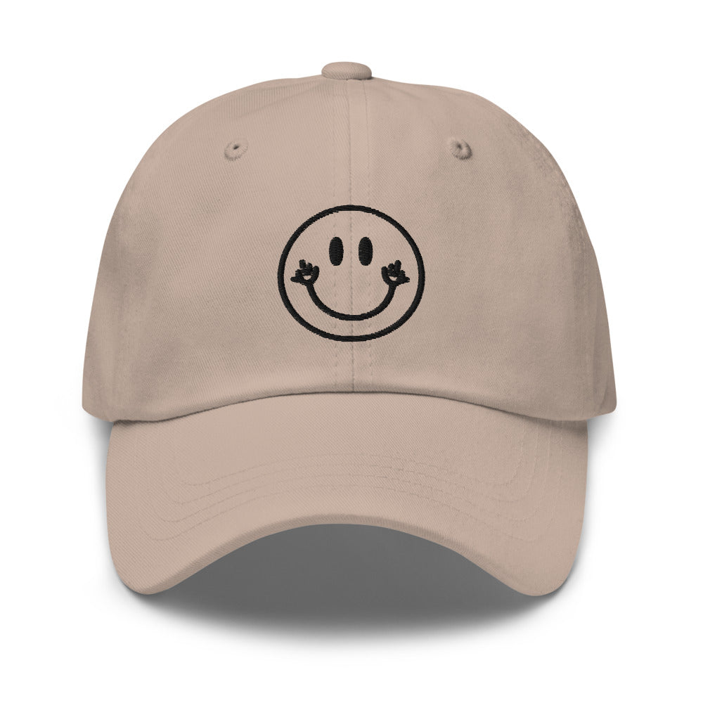 Middle Finger Smile Face Embroidered Dad Hat