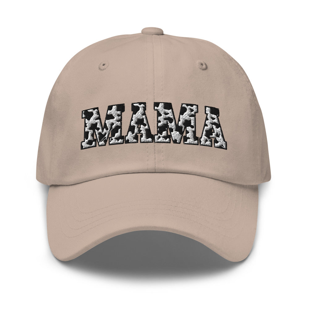 Mama Cow Print Embroidered Dad Hat