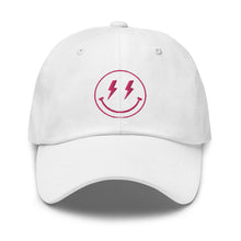 Load image into Gallery viewer, Pink Lightning Bolt Smile Embroidered Dad Hat
