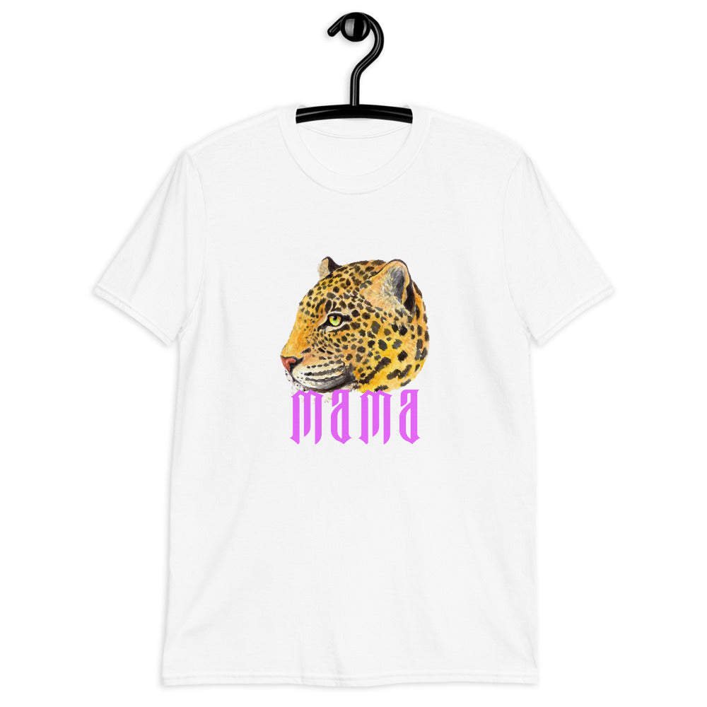 Mama Pink Leopard Head Graphic Short-Sleeve Unisex T-Shirt