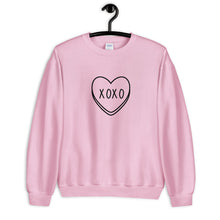 Load image into Gallery viewer, XOXO Candy Heart Valentine&#39;s Day Unisex Sweatshirt
