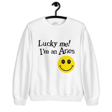 Load image into Gallery viewer, Lucky Me! I&#39;m An Aries Unisex Sweatshirt
