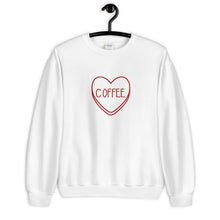Load image into Gallery viewer, Coffee Candy Heart Valentine&#39;s Day Unisex Sweatshirt
