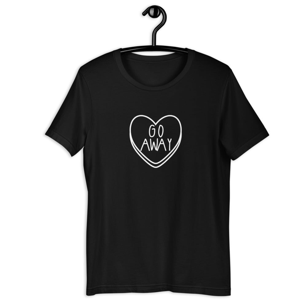 Go Away Candy Heart Anti Valentine's Day Short-Sleeve Unisex T-Shirt
