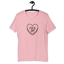 Load image into Gallery viewer, Fuck Off Candy Heart Anti Valentine&#39;s Day Short-Sleeve Unisex T-Shirt
