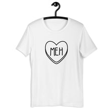 Load image into Gallery viewer, Meh Candy Heart Anti Valentine&#39;s Day Short-Sleeve Unisex T-Shirt
