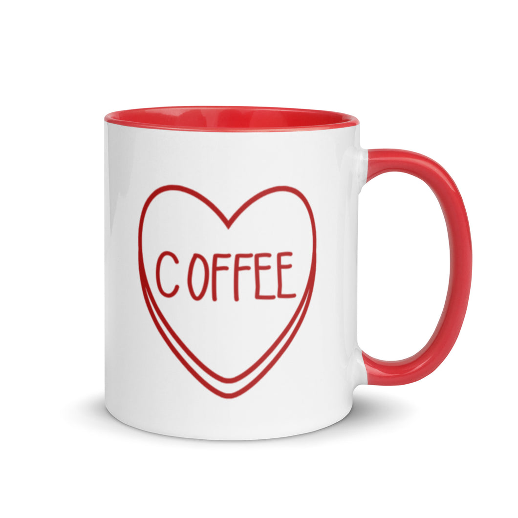 Coffee Candy Heart Valentine's Day Mug with Color Inside